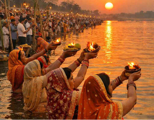 आस्था और भक्ति का अद्भुत संगम, छठ व्रतियों ने अस्ताचलगामी सूर्य को दिया अर्घ्य